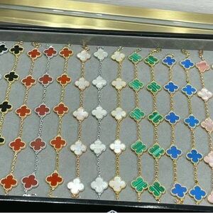 Elegant Multi-Color Clover Necklace